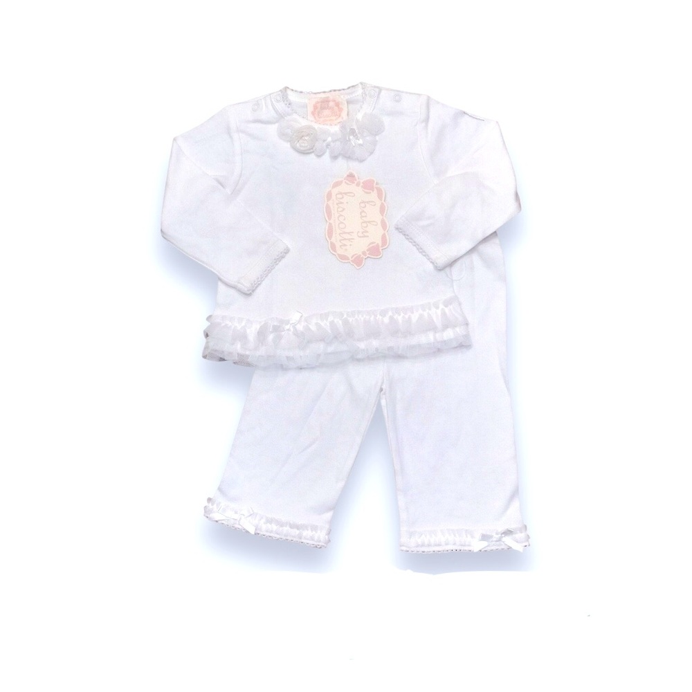 🆕 Biscotti Baby White Tulle Ruffle Rosette Outfit